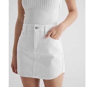 High Waisted White Mini
Denim Skirt